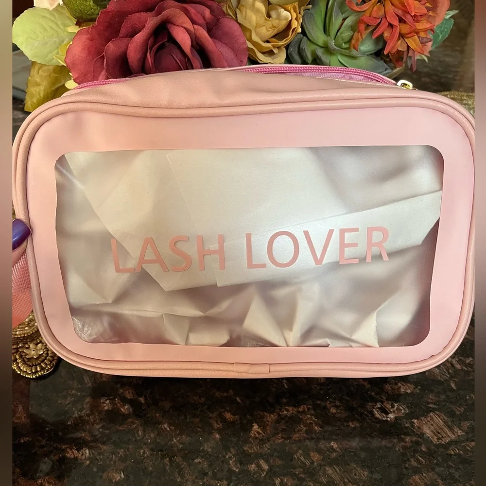 Lash Lover Clear And Pink Travel/Makeup Bag